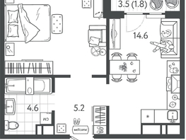 Продается 1-комнатная квартира ЖК Все Свои VIP, литера 4, 42.6  м², 10948200 рублей