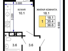 Продается 1-комнатная квартира ЖК Дыхание, литер 21, 36.6  м², 4100000 рублей