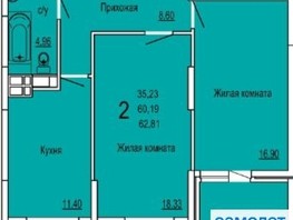 Продается 2-комнатная квартира Командорская ул, 63  м², 6200000 рублей