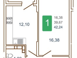 Продается 1-комнатная квартира ЖК Хорошая погода-2, литера 1, 43.1  м², 6443450 рублей