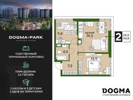 Продается 2-комнатная квартира ЖК DOGMA PARK, литера 13, 54.8  м², 12642360 рублей