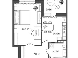 Продается 1-комнатная квартира ЖК Аксиома, литер 2, 42  м², 4590000 рублей