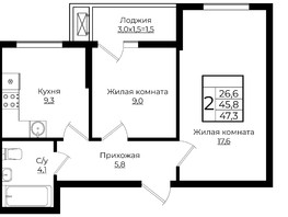 Продается 2-комнатная квартира ЖК Европа, литера 7, 47.3  м², 6049670 рублей