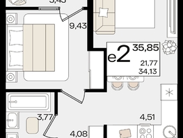 Продается 2-комнатная квартира ЖК Патрики, литер 1.5, 35.85  м², 11816160 рублей