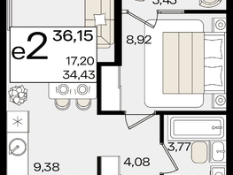 Продается 2-комнатная квартира ЖК Патрики, литер 1.5, 36.15  м², 11488470 рублей