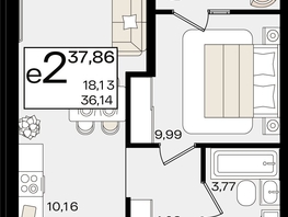 Продается 2-комнатная квартира ЖК Патрики, литер 1.4, 37.86  м², 11819892 рублей