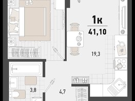 Продается 1-комнатная квартира ЖК Барса, 4В литер, 41.1  м², 12165600 рублей
