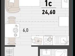 Продается 1-комнатная квартира ЖК Барса, 4Б литер, 24.6  м², 7852689 рублей