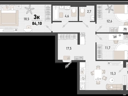 Продается 3-комнатная квартира ЖК Барса, 4В литер, 84.1  м², 21702846 рублей