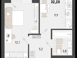 Продается 1-комнатная квартира ЖК Барса, 3В литер, 32.2  м², 10155880 рублей