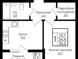 Продается 1-комнатная квартира ЖК Европа, литера 6, 36.6  м², 4827540 рублей