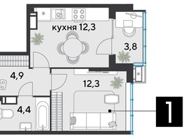 Продается 1-комнатная квартира ЖК Парк Победы 2, литера 6, 37.7  м², 5360940 рублей