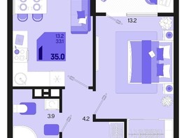 Продается 1-комнатная квартира ЖК Первое место, квартал 1.3, литер 1, 35  м², 5320000 рублей