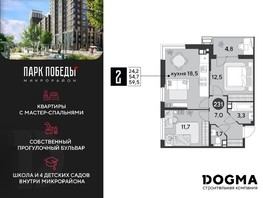 Продается 2-комнатная квартира ЖК Парк Победы 2, литера 6, 59.5  м², 9311750 рублей