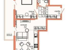 Продается 2-комнатная квартира ЖК Резиденция Анаполис, дом 9, 55.2  м², 12249432 рублей