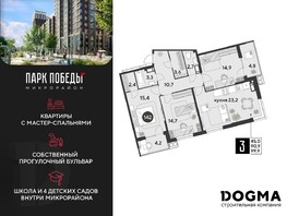 Продается 3-комнатная квартира ЖК Парк Победы 2, литера 6, 99.9  м², 10459530 рублей