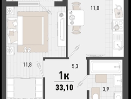 Продается 1-комнатная квартира ЖК Барса, 4Б литер, 33.1  м², 10661510 рублей