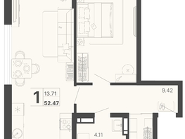 Продается 1-комнатная квартира ЖК Светский лес, литер 4, 52.47  м², 22562100 рублей