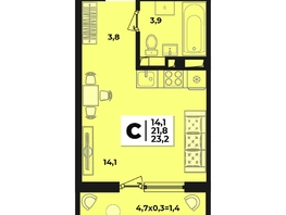 Продается 1-комнатная квартира ЖК Лето, литера 1/5, 23.2  м², 4209920 рублей