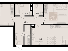 Продается 3-комнатная квартира ЖК Хозяин морей, литер 1, 79.2  м², 25344000 рублей