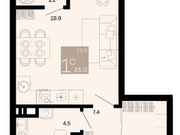 Продается 1-комнатная квартира ЖК Хозяин морей, литер 2, 33  м², 10857000 рублей