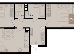 Продается 2-комнатная квартира ЖК Хозяин морей, литер 2, 70.6  м², 21250600 рублей