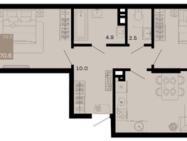 Продается 2-комнатная квартира ЖК Хозяин морей, литер 2, 70.6  м², 21462400 рублей