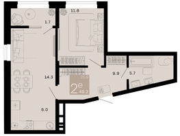 Продается 2-комнатная квартира ЖК Хозяин морей, литер 2, 49.2  м², 15645600 рублей