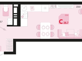 Продается 1-комнатная квартира ЖК Первое место, квартал 1.4, литер 2, 26.7  м², 4031700 рублей