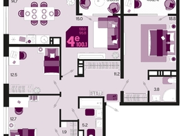 Продается 4-комнатная квартира ЖК Первое место, квартал 1.4, литер 2, 100.1  м², 14514500 рублей