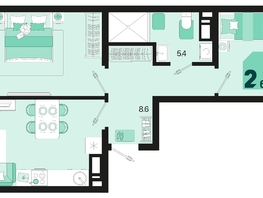 Продается 2-комнатная квартира ЖК Первое место, квартал 1.5, литер 1, 60.3  м², 7899300 рублей