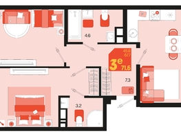 Продается 3-комнатная квартира ЖК Первое место, квартал 1.5, литер 1, 71.6  м², 11098000 рублей