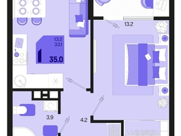 Продается 1-комнатная квартира ЖК Первое место, квартал 1.3, литер 2, 35  м², 5950000 рублей