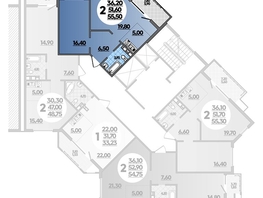 Продается 2-комнатная квартира ЖК Горгиппия, литера 2, 55.5  м², 11510700 рублей