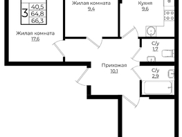 Продается 3-комнатная квартира ЖК Клубный квартал Европа 6, литера 7, 66.3  м², 11593218 рублей