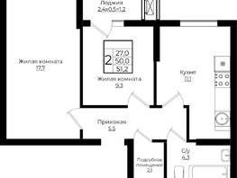 Продается 2-комнатная квартира ЖК Клубный квартал Европа 6, литера 7, 51.2  м², 9726976 рублей