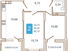 Продается 2-комнатная квартира ЖК Хорошая погода, литера 1, 66.6  м², 8391600 рублей