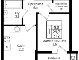 Продается 1-комнатная квартира ЖК Клубный квартал Европа 6, литера 6, 31.2  м², 6648096 рублей