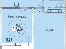 Продается 1-комнатная квартира ЖК Друг, литера 3, 35.75  м², 5612750 рублей