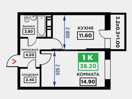 Продается 1-комнатная квартира ЖК Открытие, 40  м², 4000000 рублей