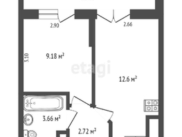 Продается 1-комнатная квартира ЖК Лучший, литер 1, 31  м², 3600000 рублей