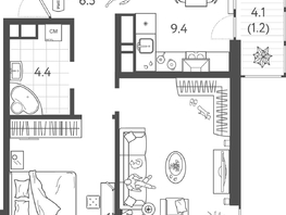 Продается 2-комнатная квартира ЖК Все Свои VIP, литера 8, 49.29 м², 12568950 рублей