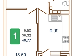 Продается 1-комнатная квартира ЖК Хорошая погода, литера 1, 42.35  м², 5505500 рублей