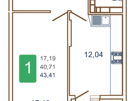 Продается 1-комнатная квартира ЖК Хорошая погода-2, литера 1, 44.6  м², 5798000 рублей