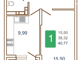 Продается 1-комнатная квартира ЖК Хорошая погода-2, литера 2, 41.9  м², 6264050 рублей