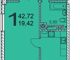 Продается 1-комнатная квартира ЖК Две реки, 43.29  м², 8160165 рублей