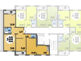 Продается 3-комнатная квартира ЖК Молодежный 2, литера 12, 85.62  м², 9015786 рублей