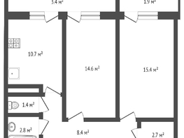 Продается 2-комнатная квартира Героя Георгия Бочарникова ул, 54.7  м², 7500000 рублей