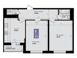 Продается 2-комнатная квартира ЖК Левада, литера 8, 65  м², 8750755 рублей