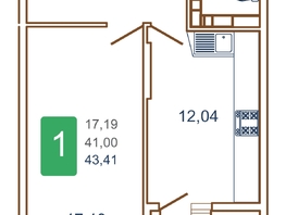 Продается 1-комнатная квартира ЖК Хорошая погода, литера 2, 45.15 м², 5869500 рублей